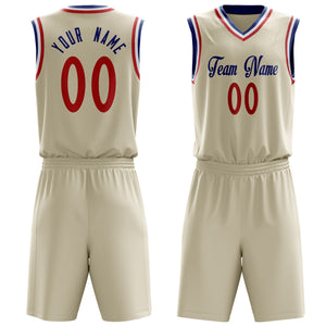 Custom Cream Red Solid Color Basketball Jersey