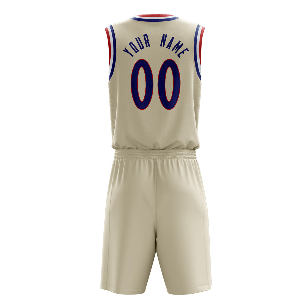 Custom Cream Royal Solid Color Basketball Jersey