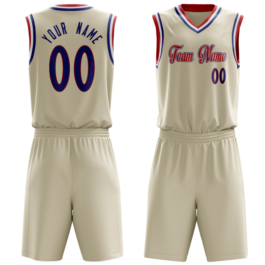 Custom Cream Royal Solid Color Basketball Jersey