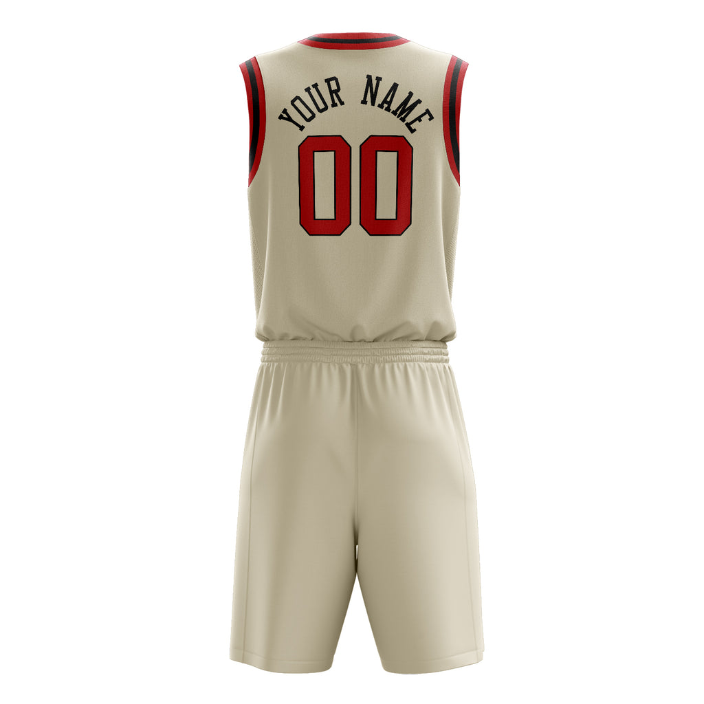 Custom Cream Red Solid Color Basketball Jersey