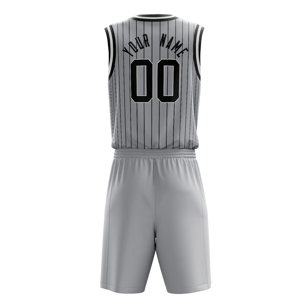 Custom Gray Black Pinstripe Basketball Jersey