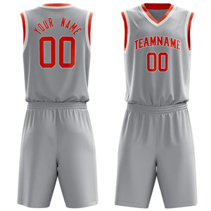 Custom Gray Orange Solid Color Basketball Jersey