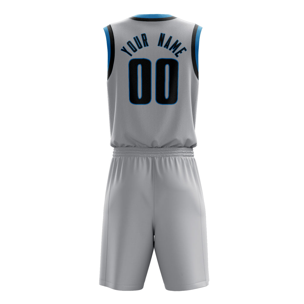 Custom Gray Black Solid Color Basketball Jersey