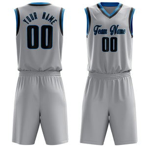 Custom Gray Black Solid Color Basketball Jersey