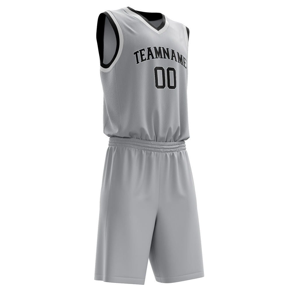 Custom Gray Black Solid Color Basketball Jersey