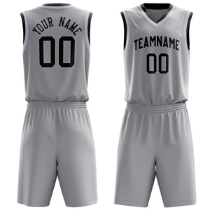 Custom Gray Black Solid Color Basketball Jersey
