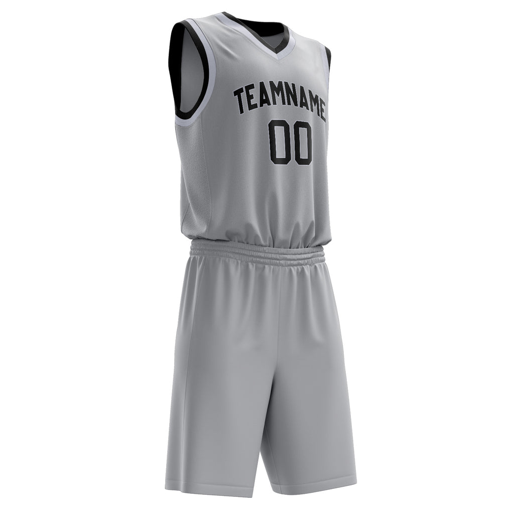 Custom Gray Black Solid Color Basketball Jersey