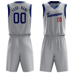 Custom Gray Royal Solid Color Basketball Jersey