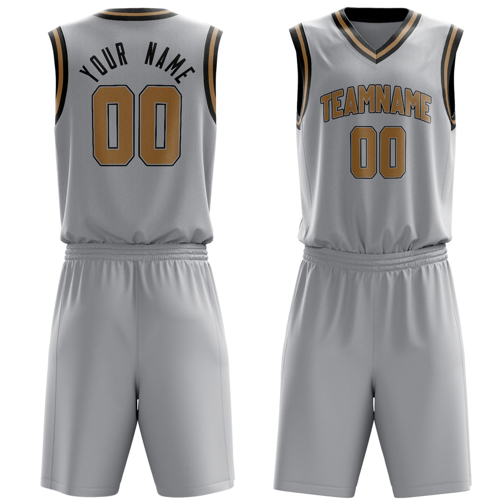 Custom Gray Brown Solid Color Basketball Jersey