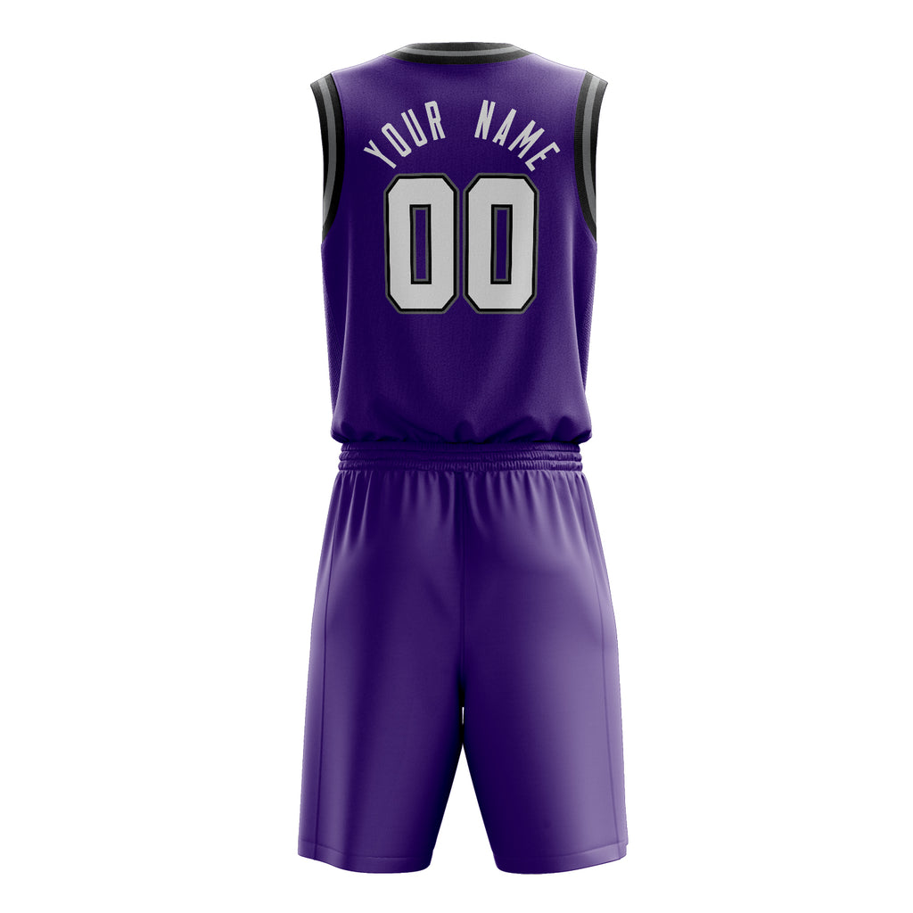 Custom Purple White Solid Color Basketball Jersey
