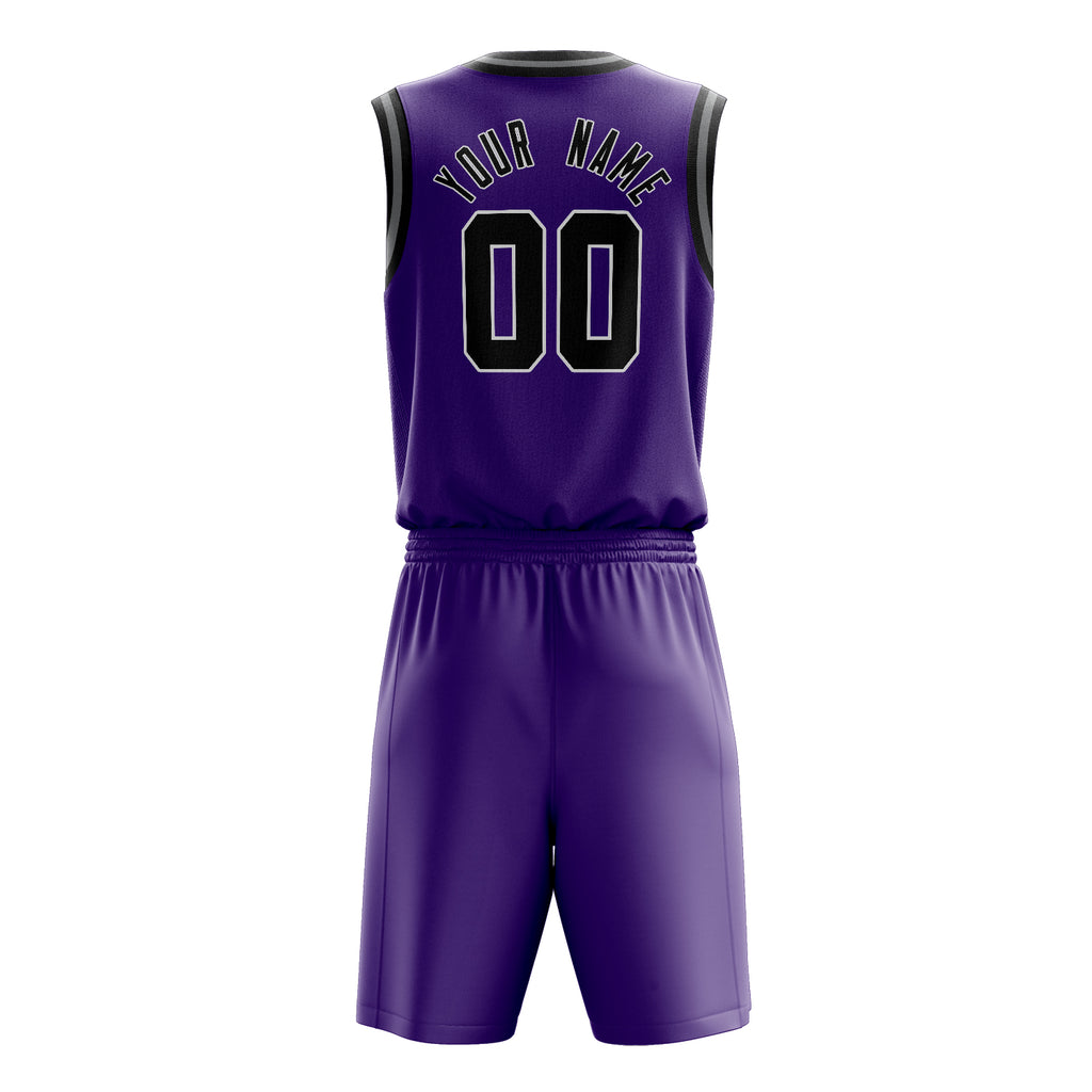 Custom Purple Black Solid Color Basketball Jersey