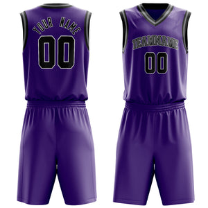 Custom Purple Black Solid Color Basketball Jersey