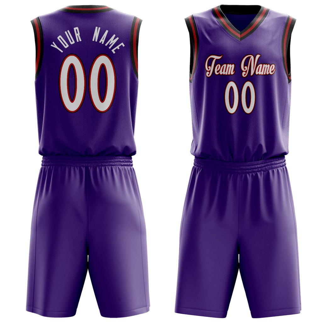 Custom Purple White Solid Color Basketball Jersey