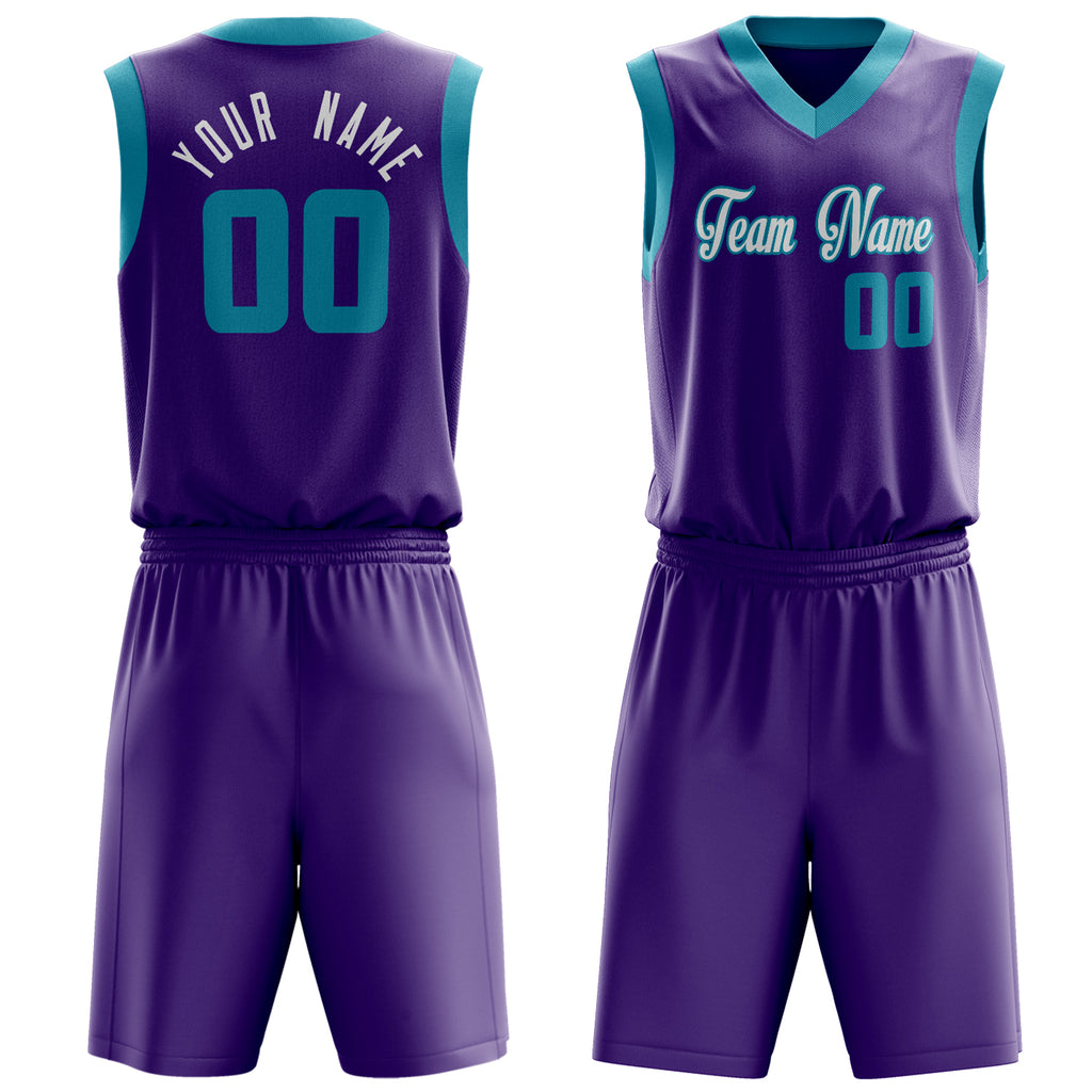 Custom Purple Teal Solid Color Basketball Jersey