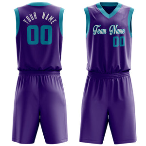 Custom Purple Teal Solid Color Basketball Jersey