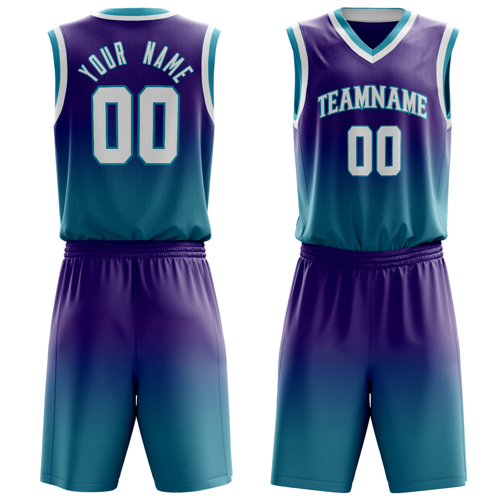 Custom Purple Teal Fade Basketball Jersey