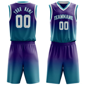 Custom Purple Teal Fade Basketball Jersey
