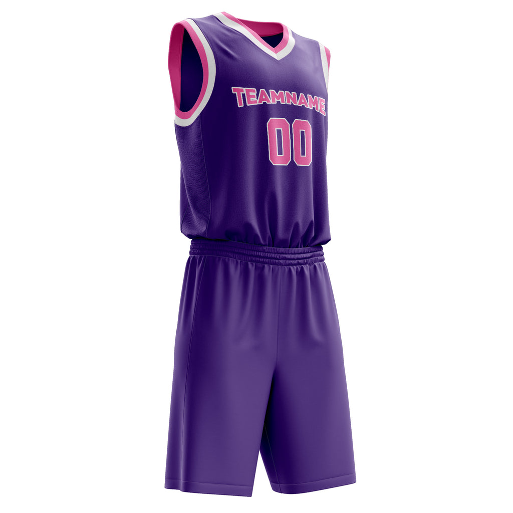 Custom Purple Pink Solid Color Basketball Jersey