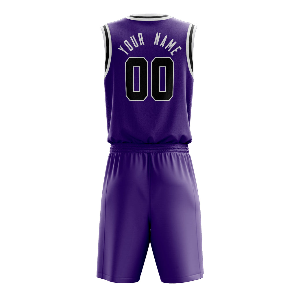 Custom Purple Black Solid Color Basketball Jersey