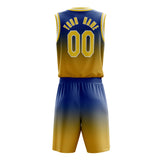 Custom Royal Yellow Fade Basketball Jersey