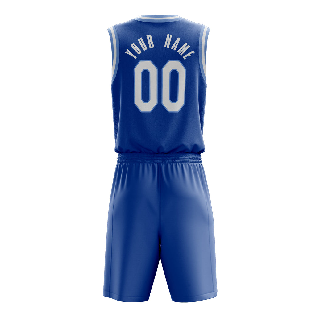 Custom Royal White Solid Color Basketball Jersey
