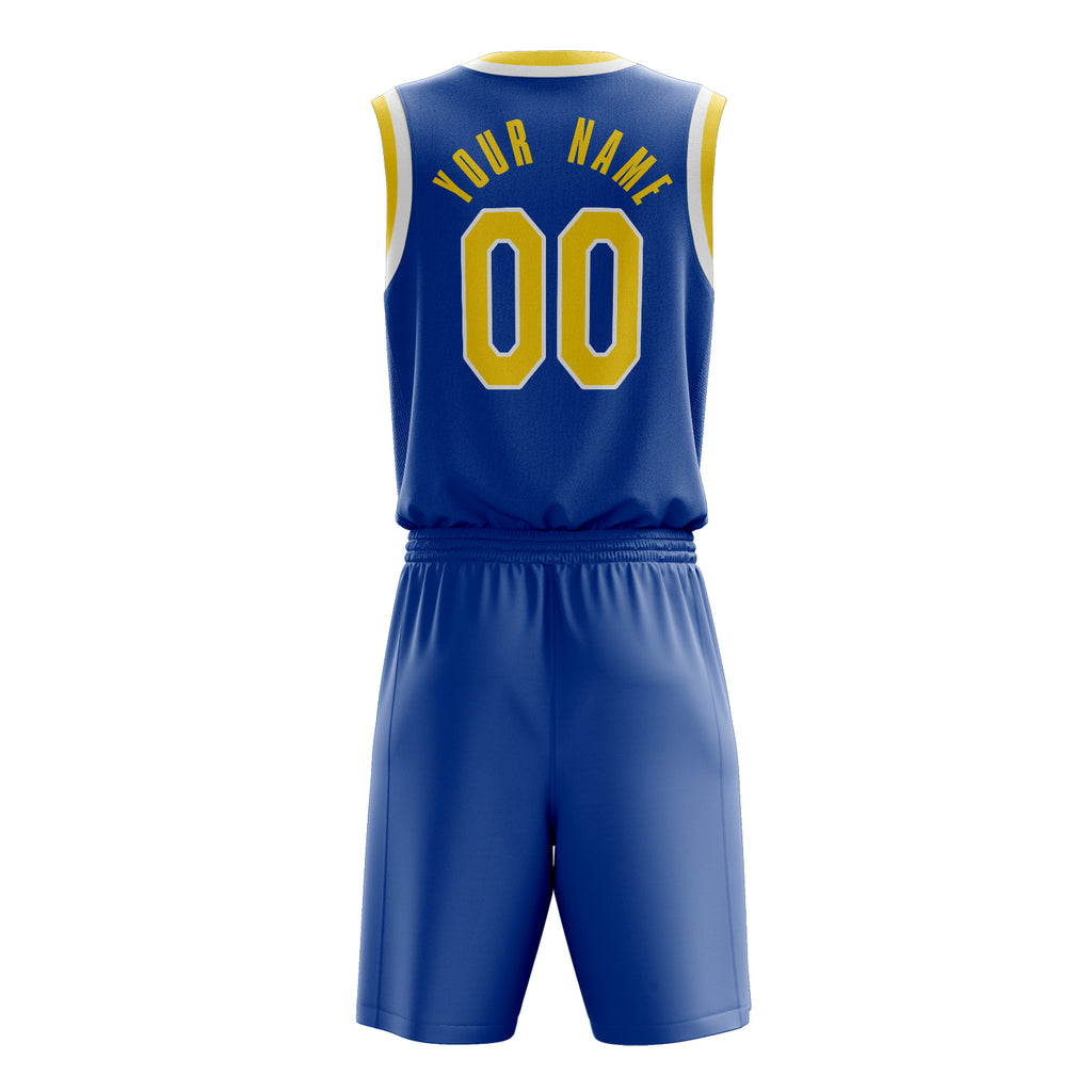 Custom Royal Yellow Solid Color Basketball Jersey