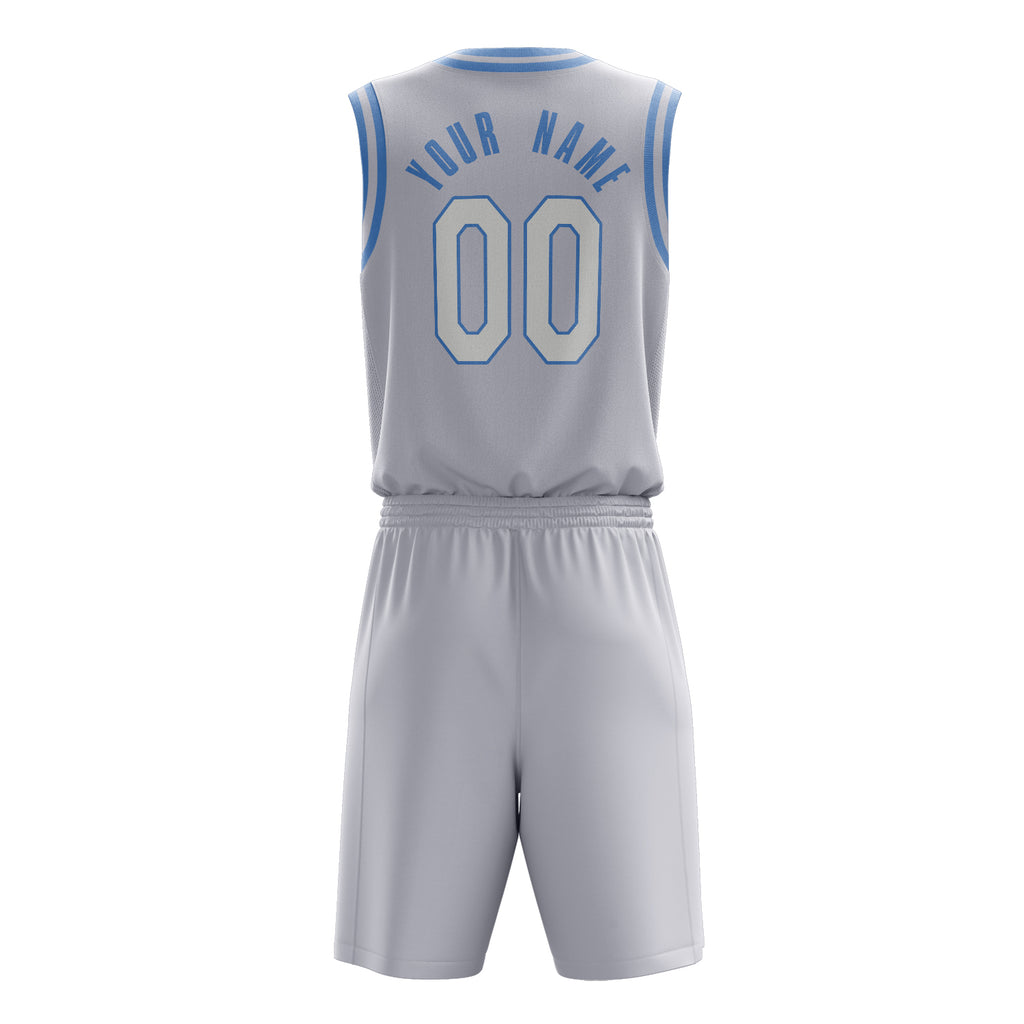Custom White Light Blue Solid Color Basketball Jersey