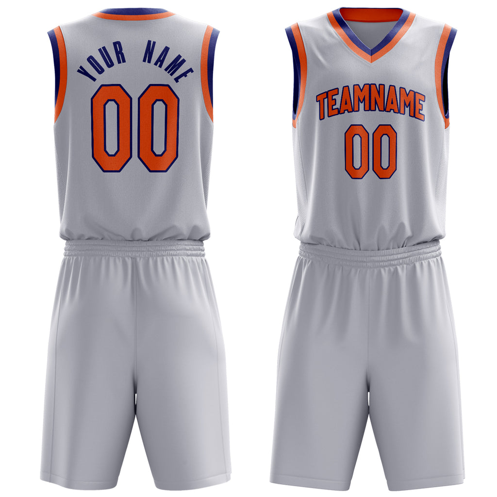 Custom White Orange Solid Color Basketball Jersey