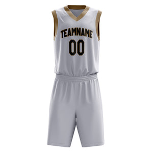 Custom White Black Solid Color Basketball Jersey