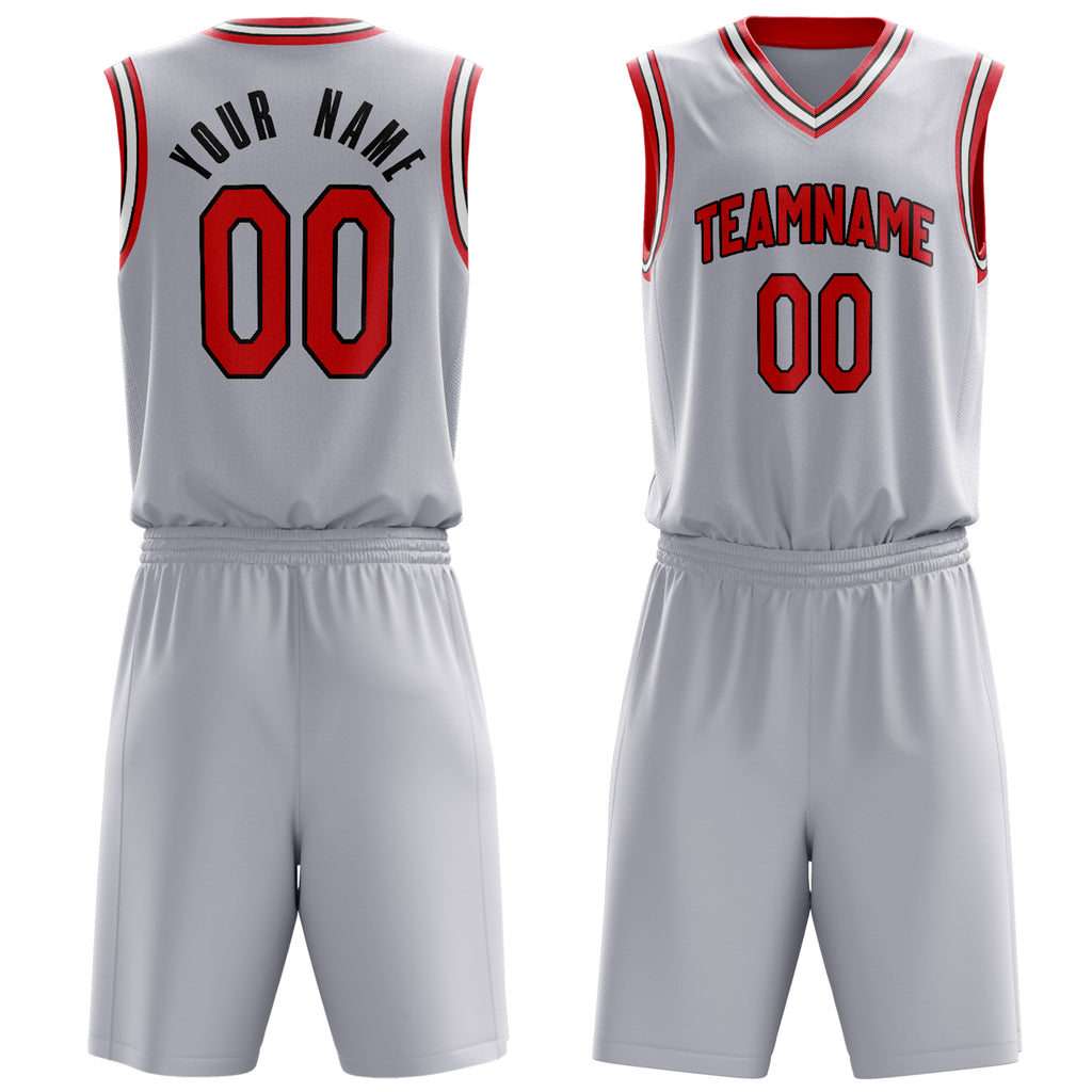 Custom White Red Solid Color Basketball Jersey