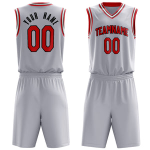 Custom White Red Solid Color Basketball Jersey