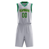 Custom White Green Solid Color Basketball Jersey