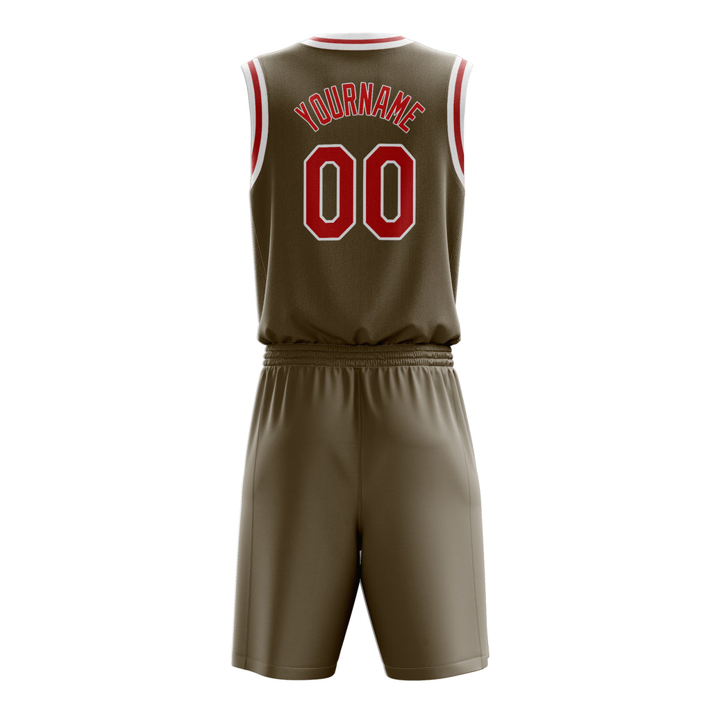 Custom Olive Red Solid Color Basketball Jersey