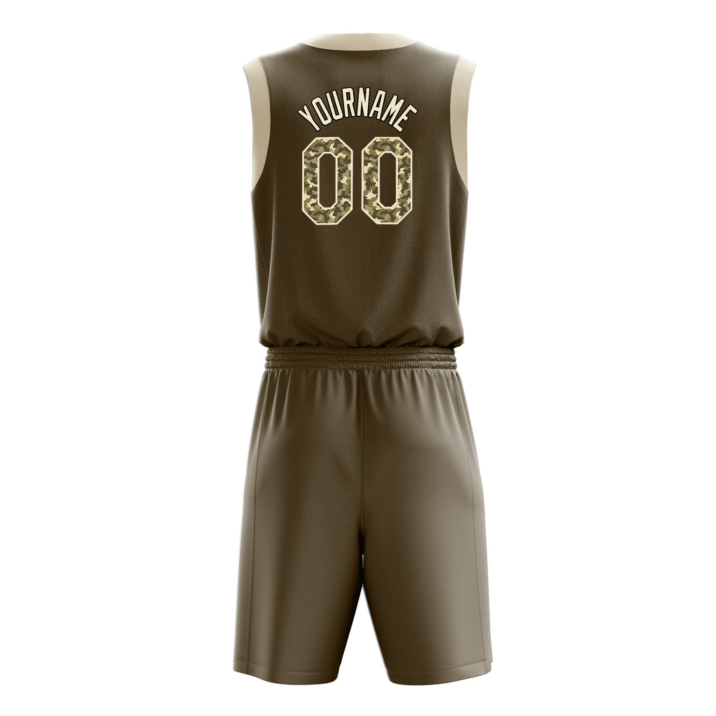 Custom Olive Camo Solid Color Basketball Jersey