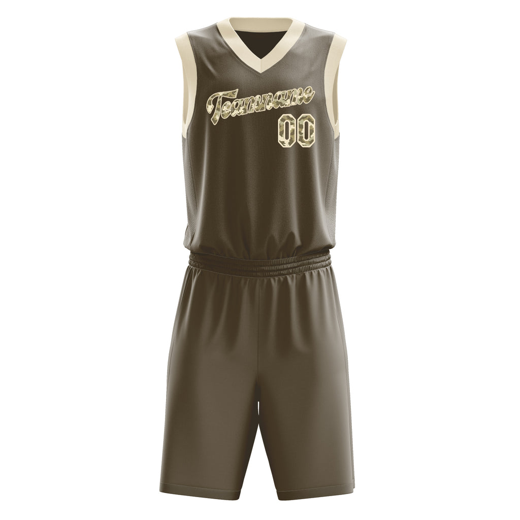 Custom Olive Camo Solid Color Basketball Jersey