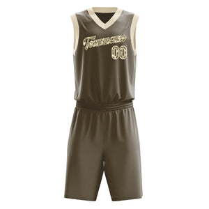 Custom Olive Camo Solid Color Basketball Jersey