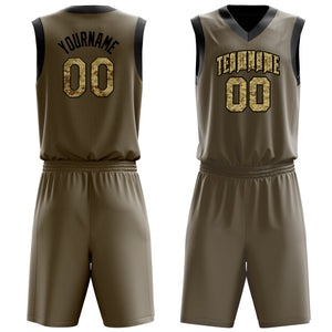 Custom Olive Camo Solid Color Basketball Jersey