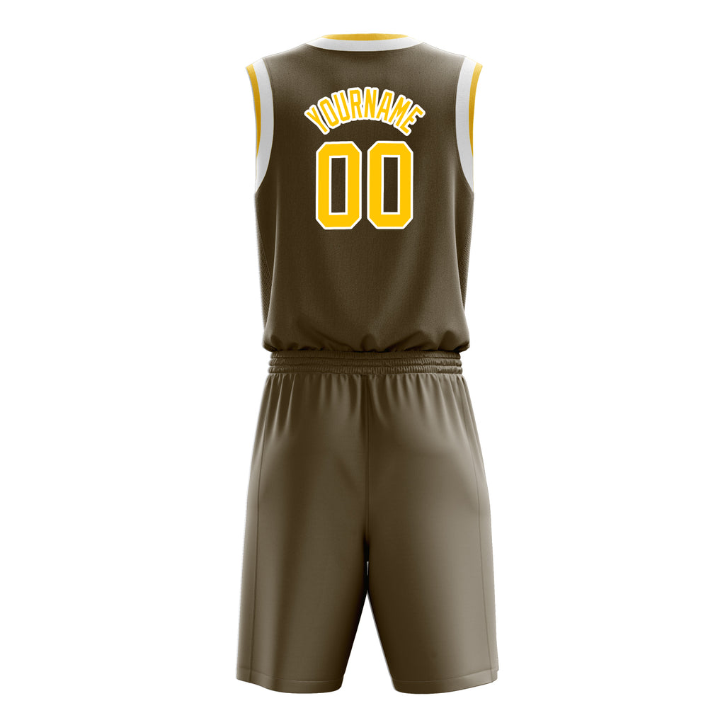 Custom Olive Yellow Solid Color Basketball Jersey