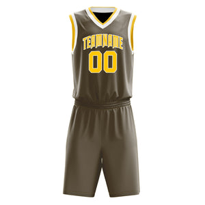 Custom Olive Yellow Solid Color Basketball Jersey