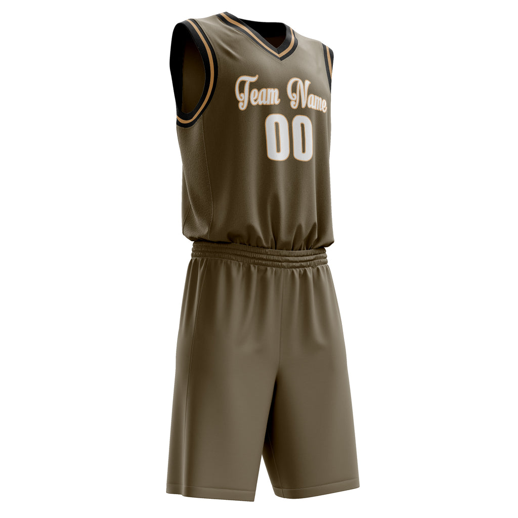 Custom Olive White Solid Color Basketball Jersey