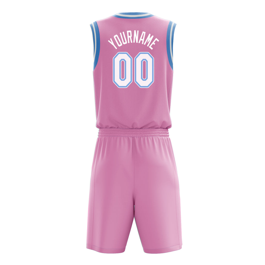 Custom Pink White Solid Color Basketball Jersey
