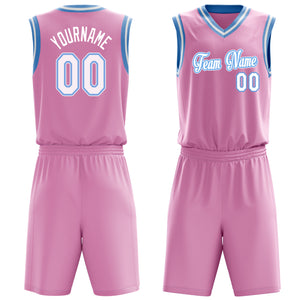 Custom Pink White Solid Color Basketball Jersey