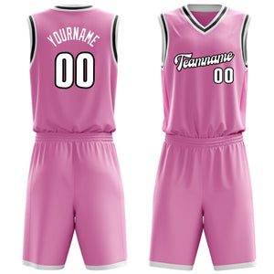 Custom Pink White Solid Color Basketball Jersey
