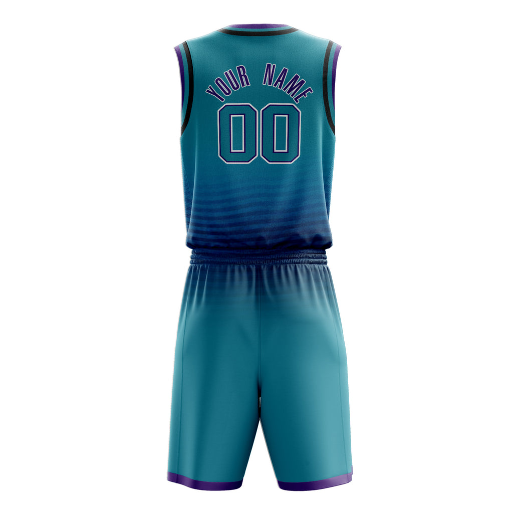 Custom Teal Purple Solid Color Basketball Jersey