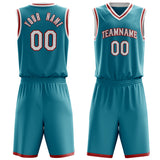 Custom Teal White Solid Color Basketball Jersey