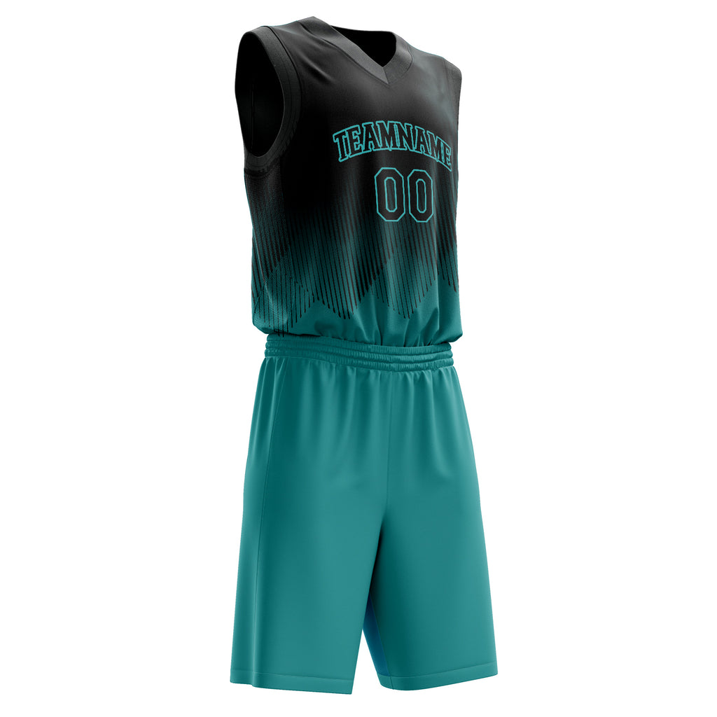 Custom Teal Black Fade Basketball Jersey