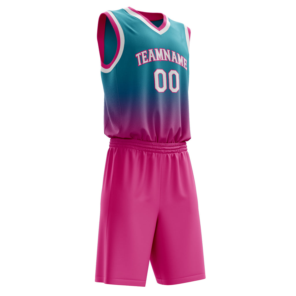 Custom Teal Pink Fade Basketball Jersey