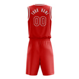 Custom Red White Solid Color Basketball Jersey