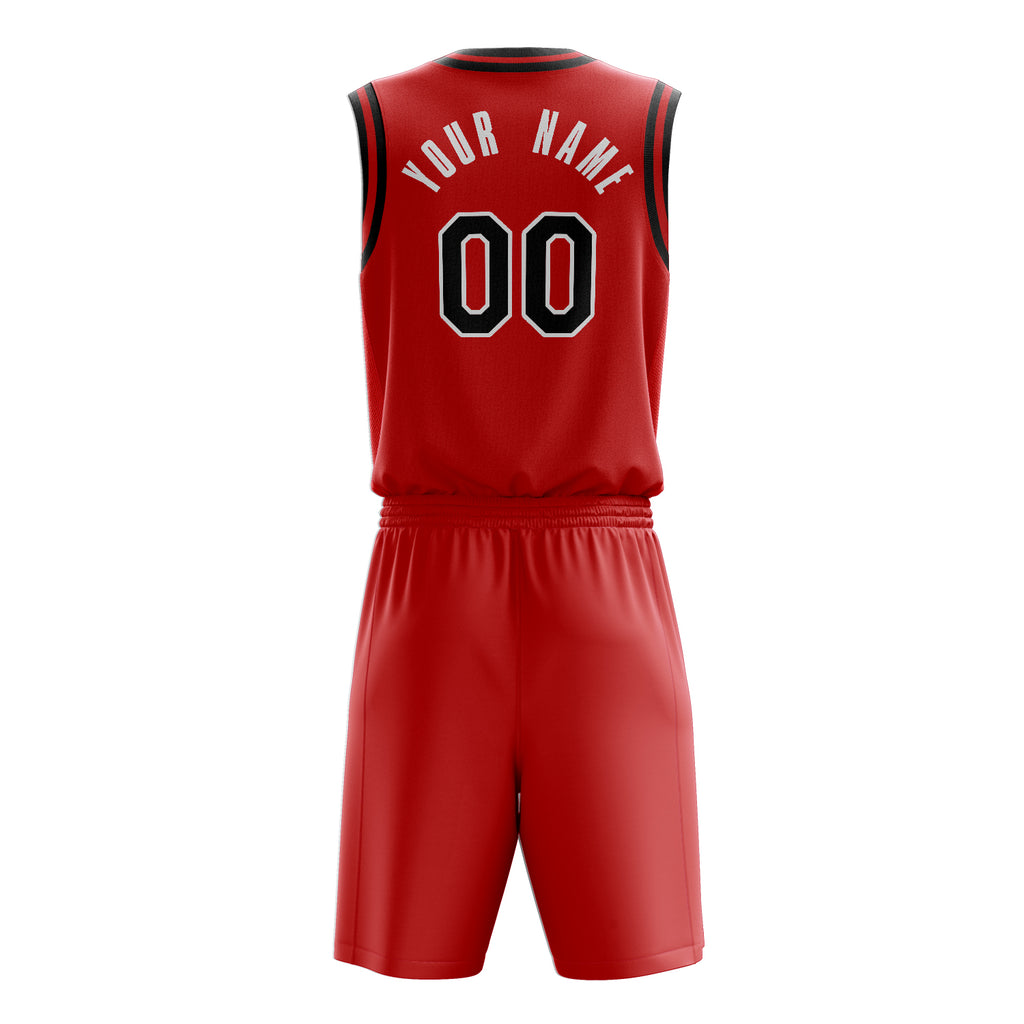Custom Red Black Solid Color Basketball Jersey