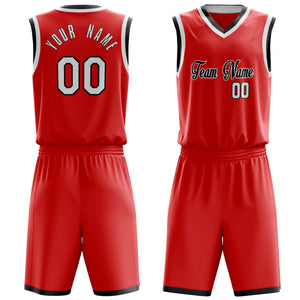 Custom Red White Solid Color Basketball Jersey
